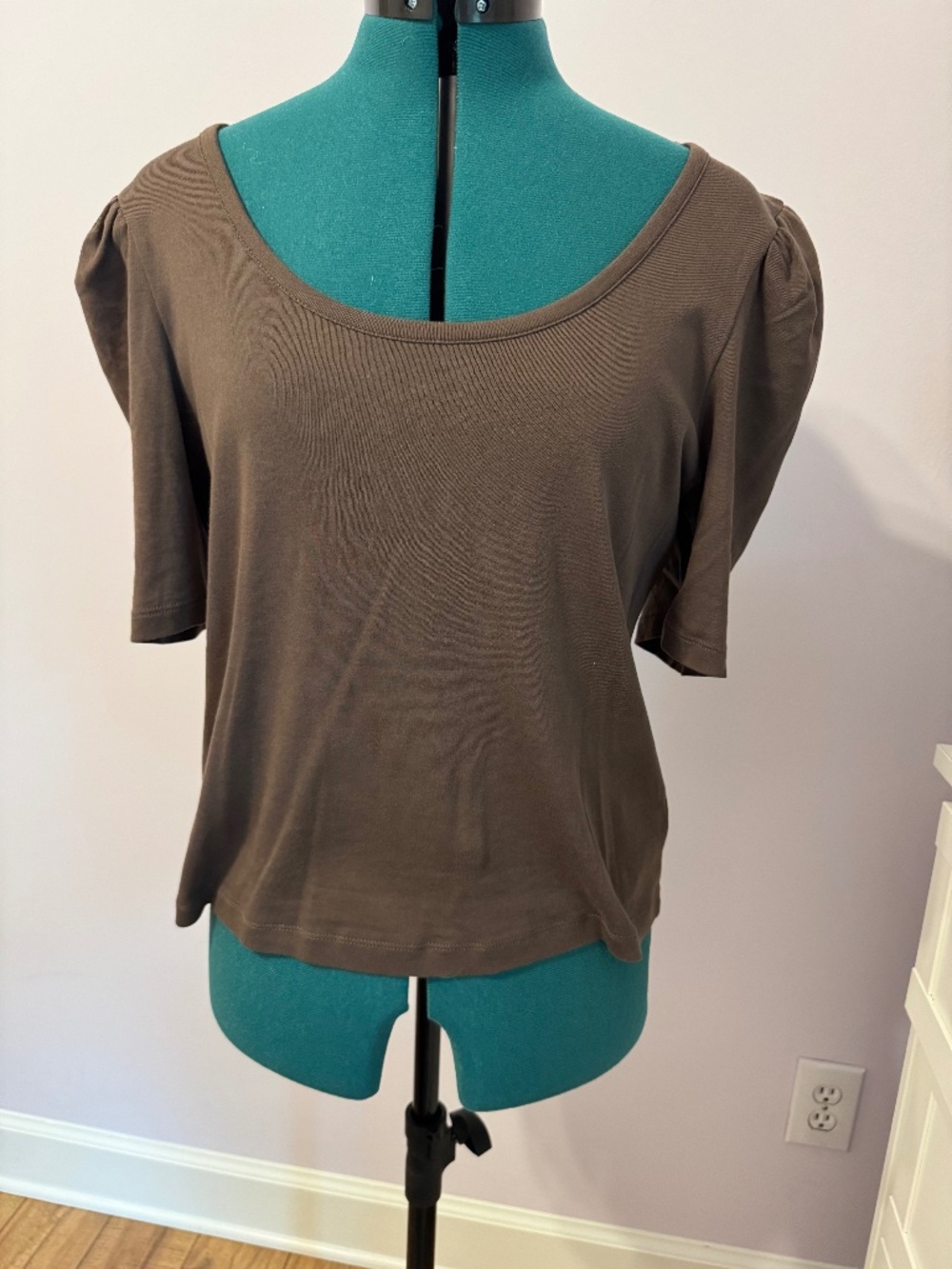 Madewell Brown Adorable Puffy Top S/S Size Medium